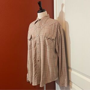 Tem-Tex Men’s 60/70’s Western Grid Texas‎ Long Sleeve Pearl Snap Rodeo Shirt